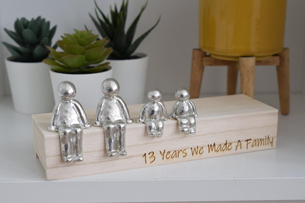 13 Years We Made a Family Sculpture Figurines - 13th Anniversary | Years 1 to 30 Available | Wooden Box Size & Grain Will Vary