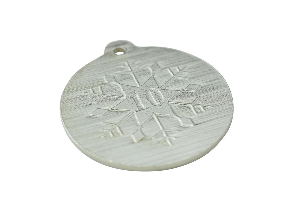 10th Christmas Snowflake Metal Decoration - 10th Anniversary Idea