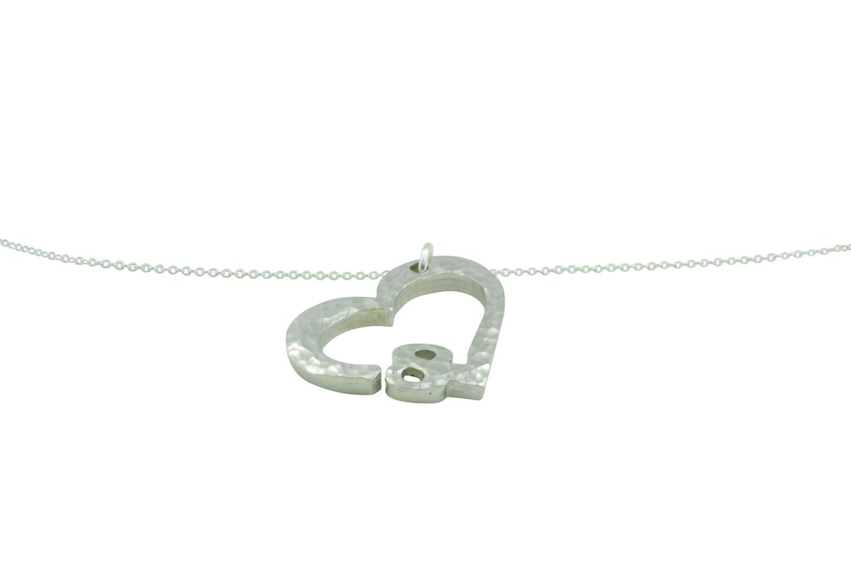 8th Anniversary Beaten Heart Pendant with Sterling Silver Chain