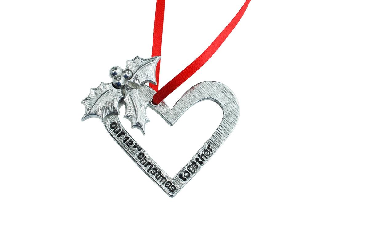 12th Anniversary Christmas Tree Ornament - Reads Our 12th Christmas Together