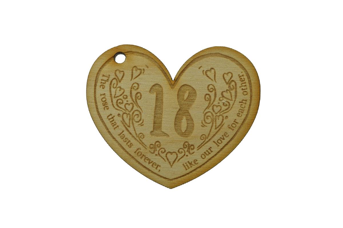 18th Anniversary Forever Rose with Wooden Token
