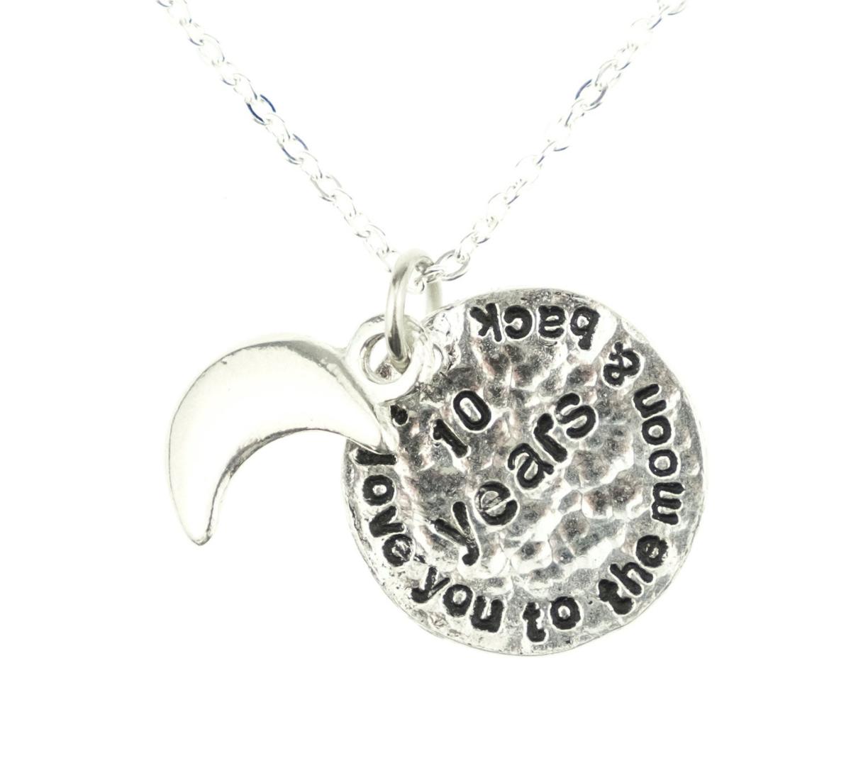 10th Anniversary Tin Necklace - "I Love You To The Moon & Back"
