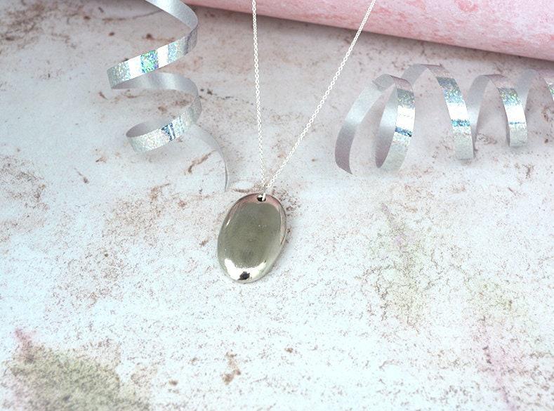 Solid Tin Pebble Pendant - Stunningly Simple Necklace