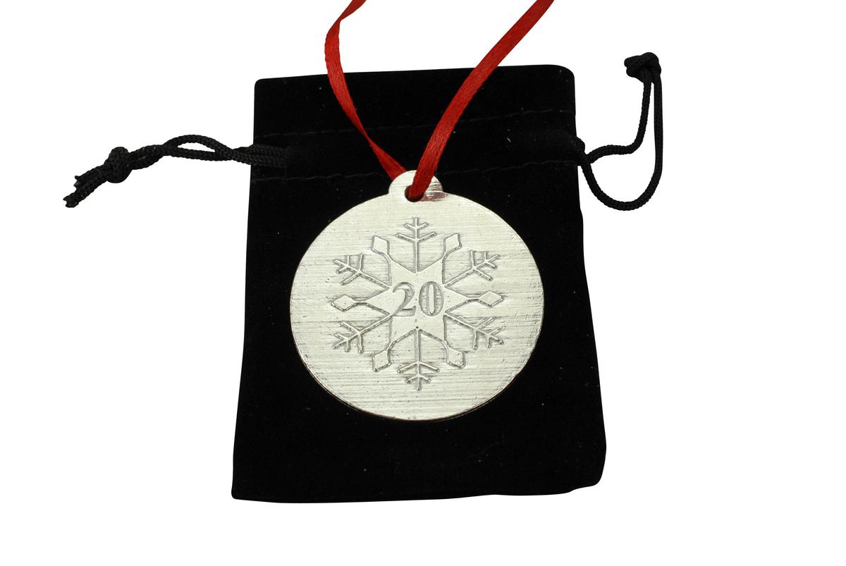 20th Christmas Snowflake Metal Decoration - 20th Anniversary Idea