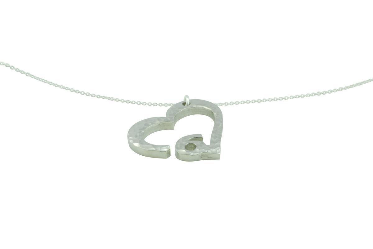 6th Anniversary Beaten Heart Pendant with Sterling Silver Chain