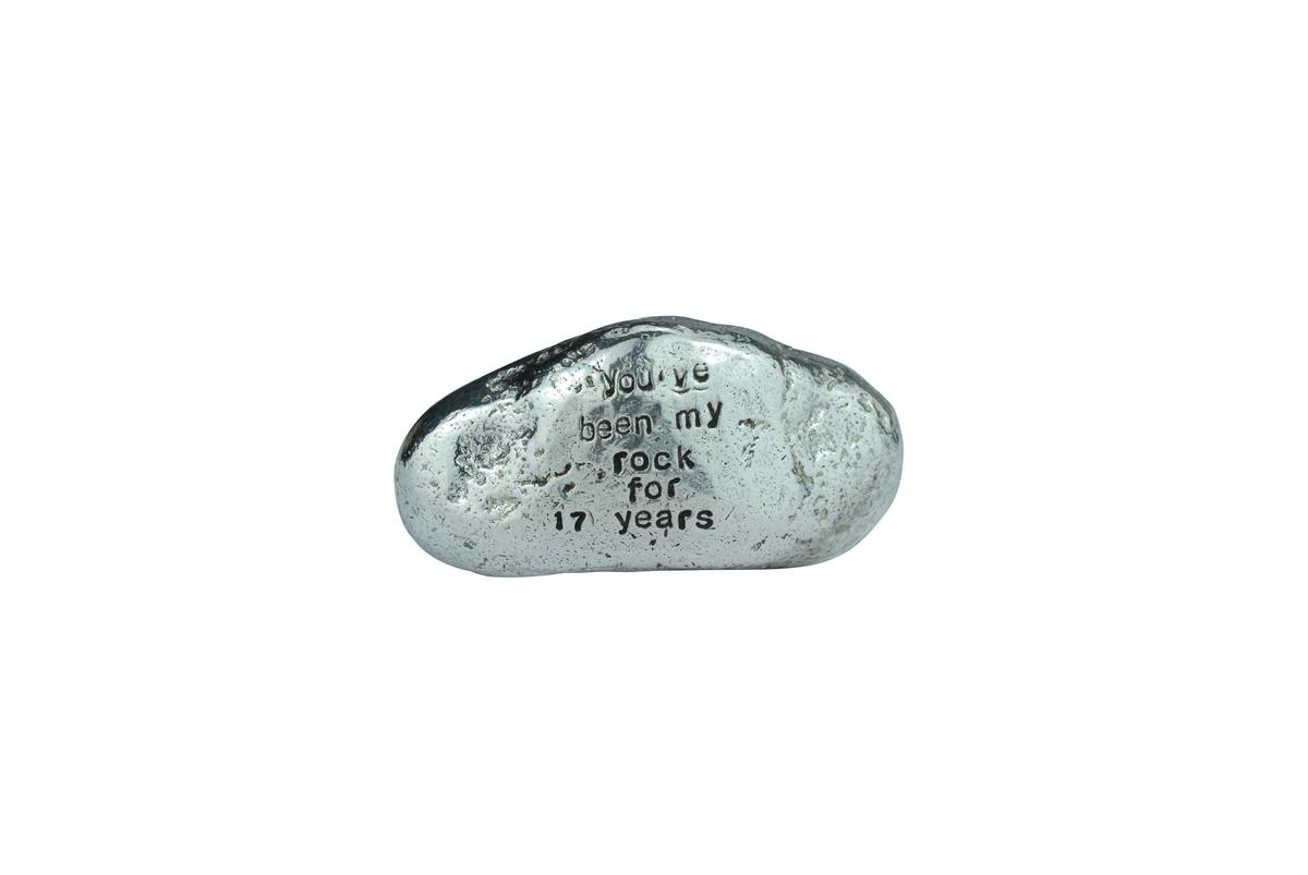 17th Anniversary Gift for Husband | 'You've Been My Rock' Engraved Metal Rock Ornament | 17 Year Furniture Anniversary Keepsake