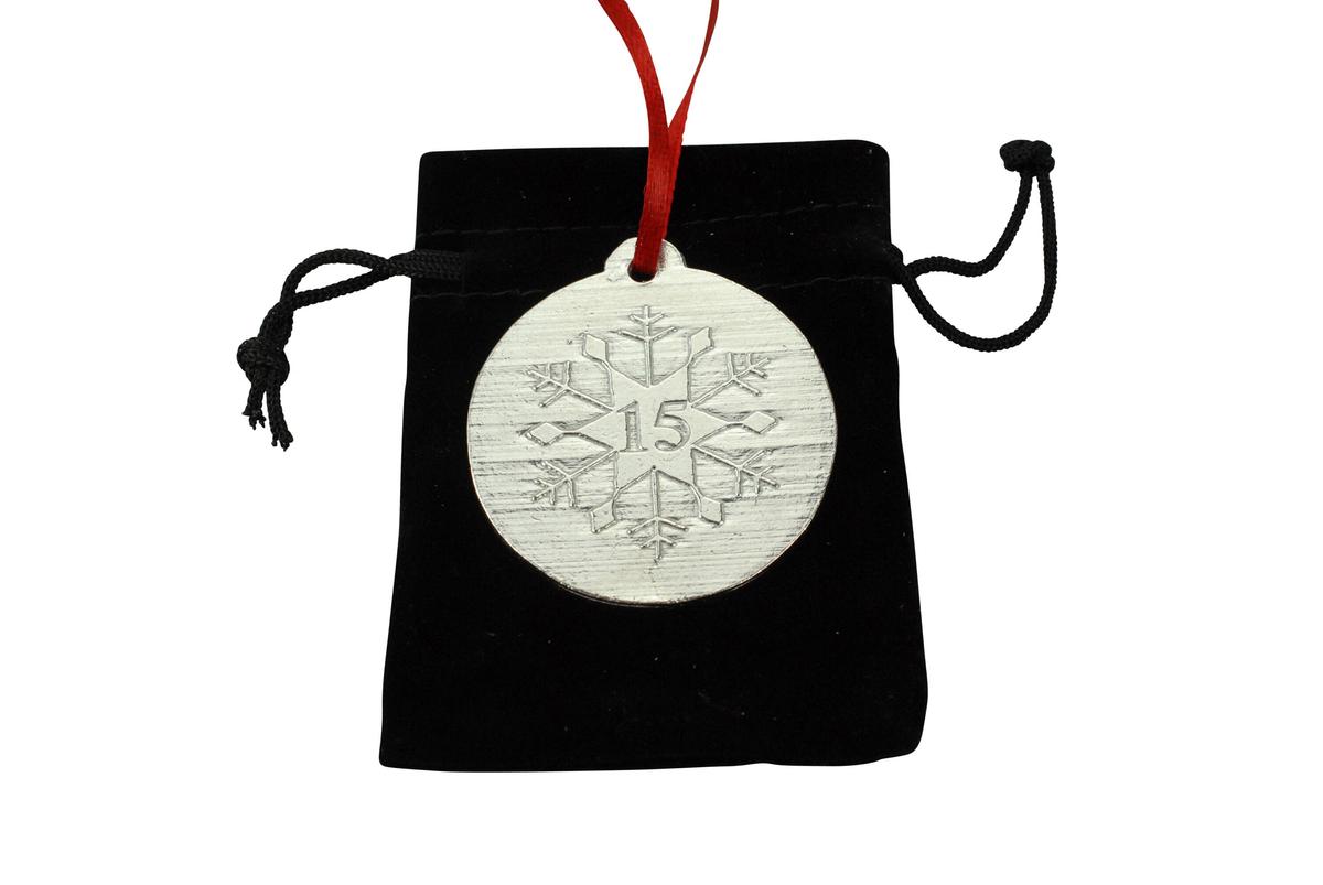 15th Christmas Snowflake Metal Decoration - 15th Anniversary Idea