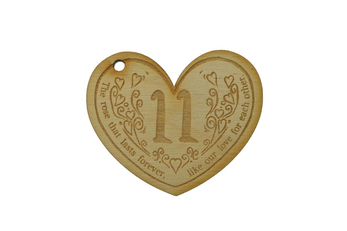 11th Anniversary Forever Rose with Wooden Token