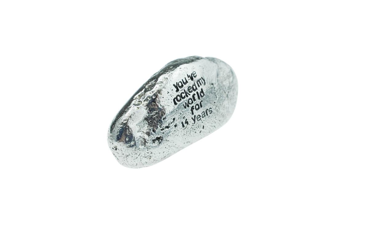 14 Year Anniversary Gift, You've Rocked My World For 14 Years - Solid Metal Heavy Casted Rock