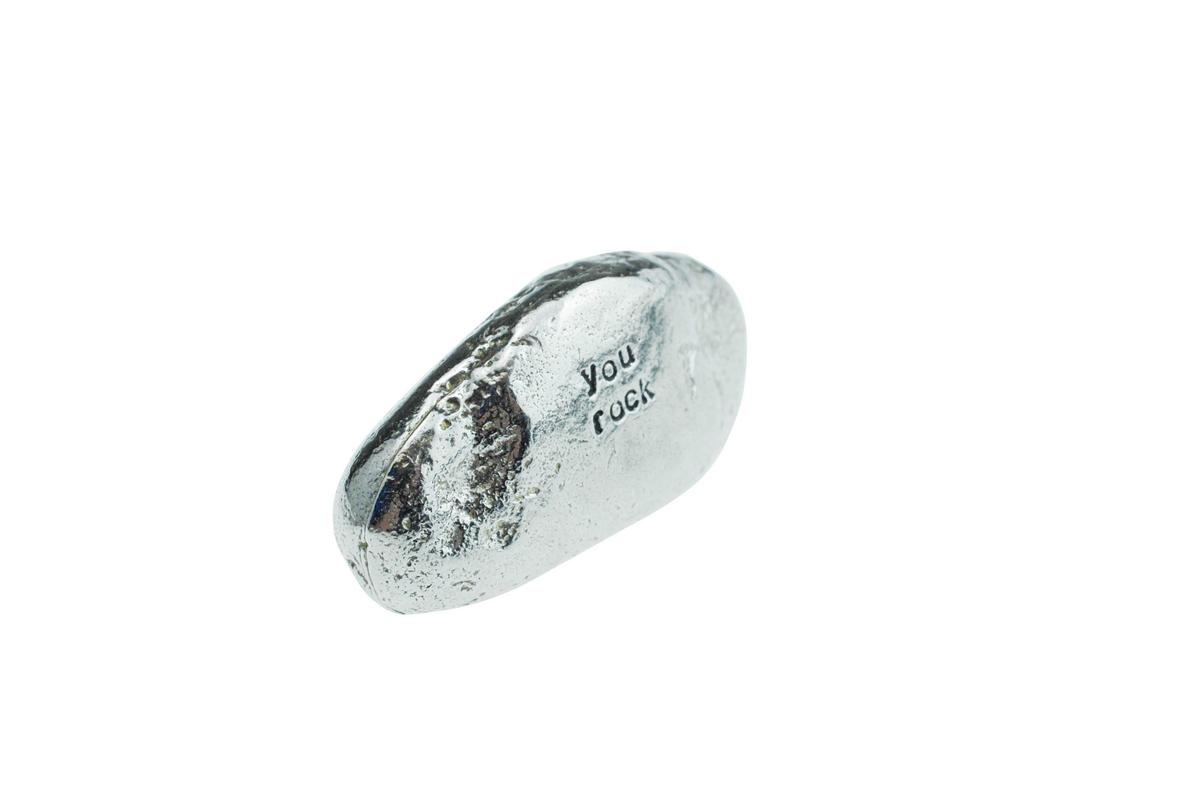 You Rock Gift - Solid Heavy Polished Metal Rock with "you rock" saying - Gift For Him and Her for Christmas, Anniversary or Valentines