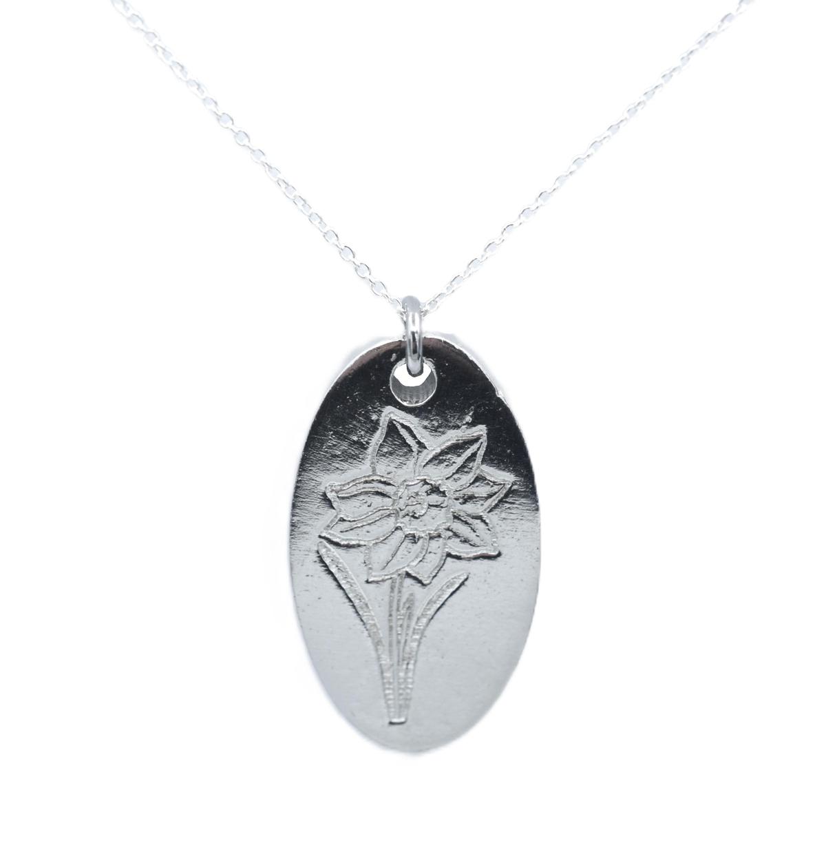 Tin 10th Wedding Anniversary Daffodil Pendant (made from pure tin content)