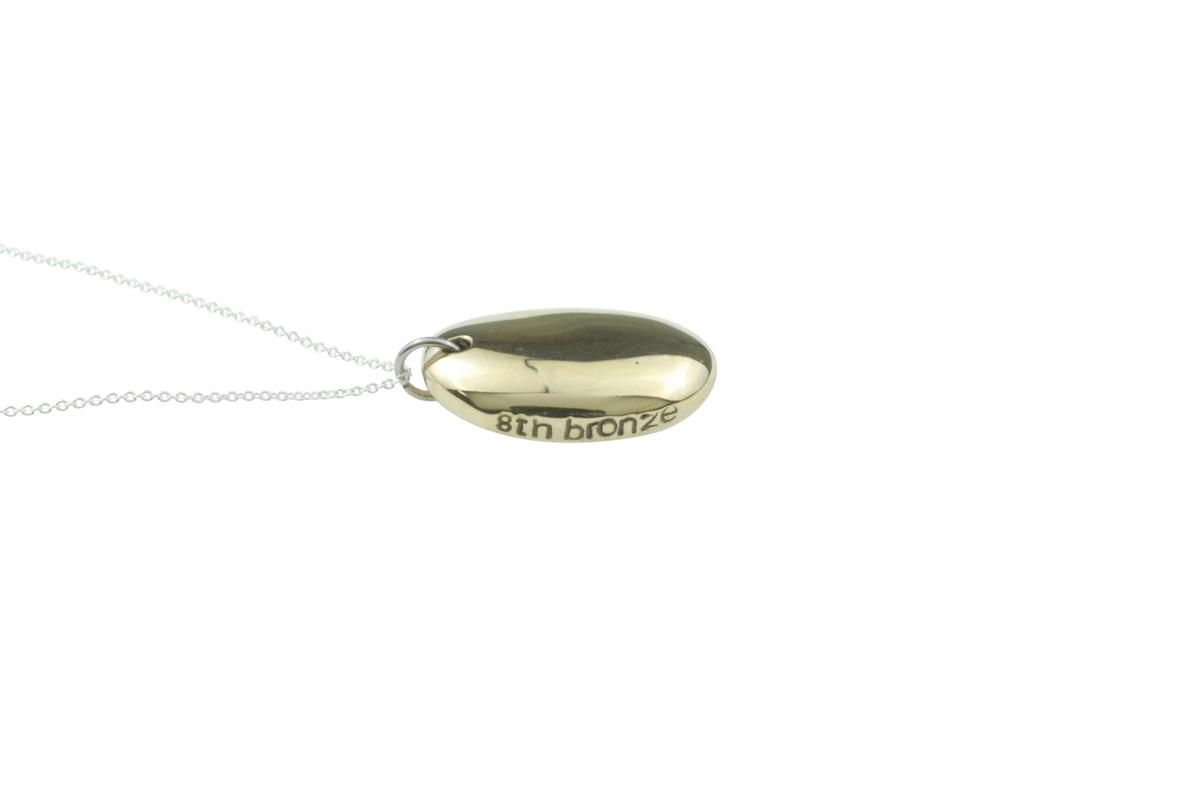 8th Anniversary Bronze Pendant – Solid Bronze Pebble Necklace on Sterling Silver Chain, Traditional Gift for Wife