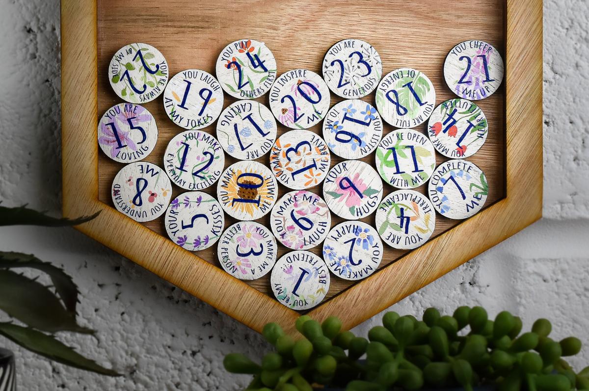 24th Anniversary 24 Reasons I Love You Wooden Wall Frame - Full Colour Love Tokens