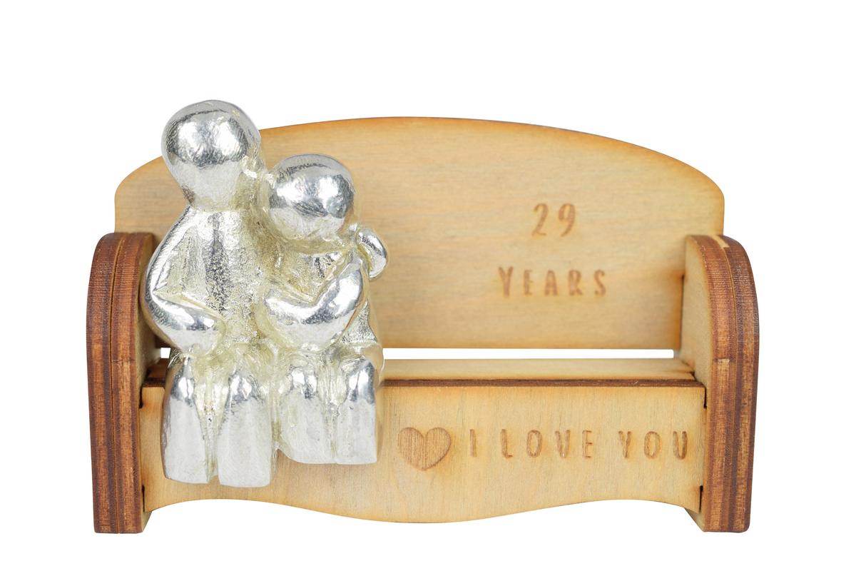 29 Years - Cuddling Couple on the Sofa | I Love You Gift | Wooden Sofa Bench | Part of the We Made a Family Range