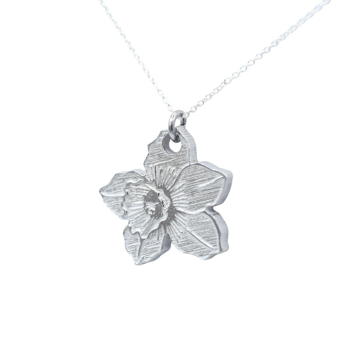 Tin 10th Wedding Anniversary Daffodil Pendant (made from pure tin content)