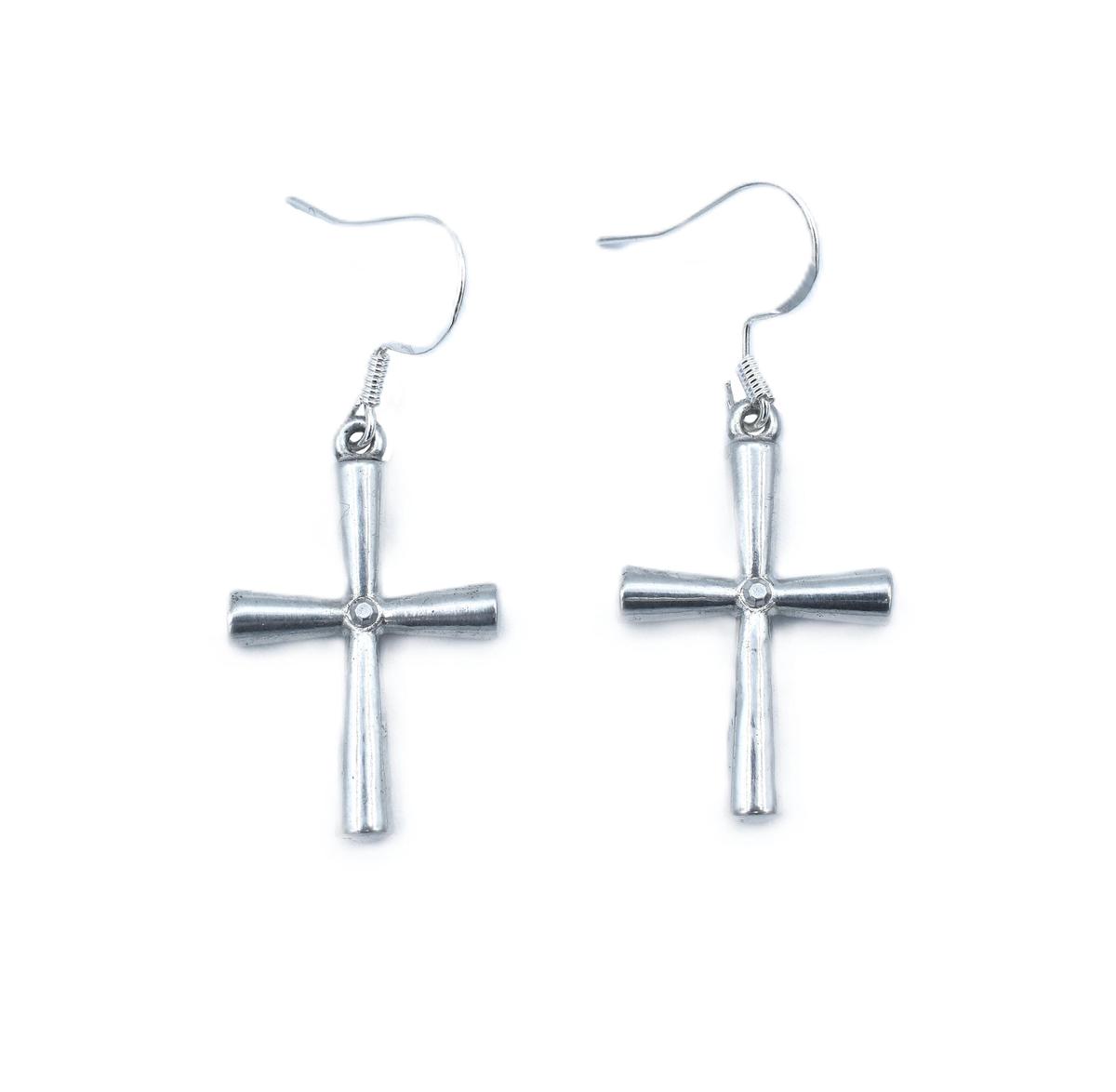Tin Cross Earrings - Anniversary or Birthday Gift