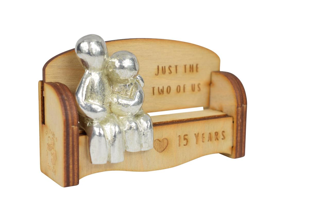 Cuddling Couple Wooden Sofa Bench – 15 Year Anniversary Gift