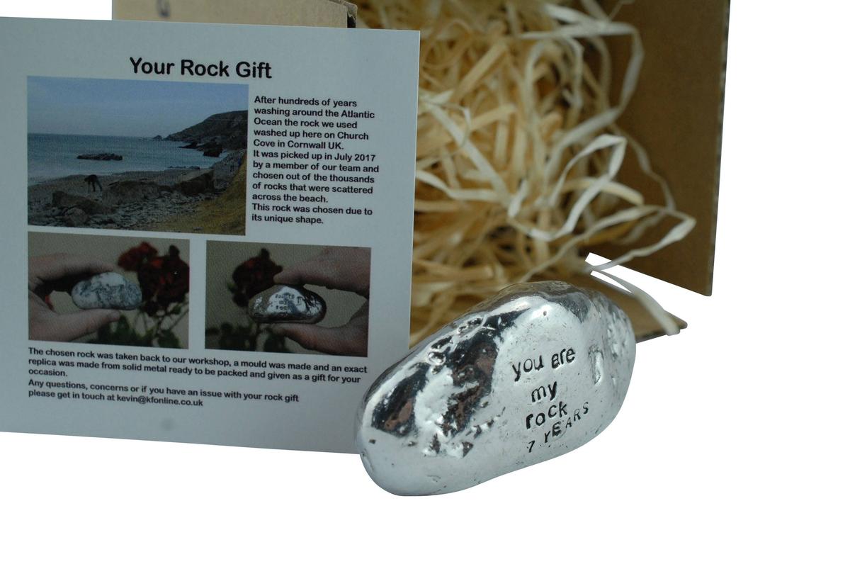 17th Anniversary You Are My Rock Gift Idea - Solid Metal Heavy Polished Rock Gift for 17 Year Anniversary