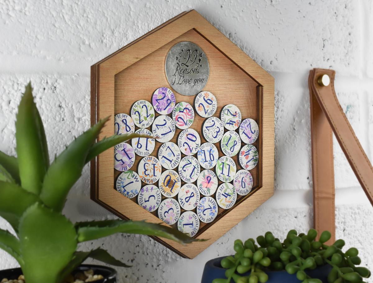 29th Anniversary 29 Reasons I Love You Wooden Wall Frame - Full Colour Love Tokens