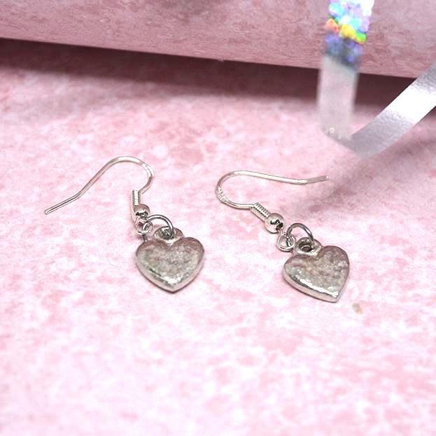 Hammered Tin Heart Earrings – Sterling Silver, 10th Anniversary Gift