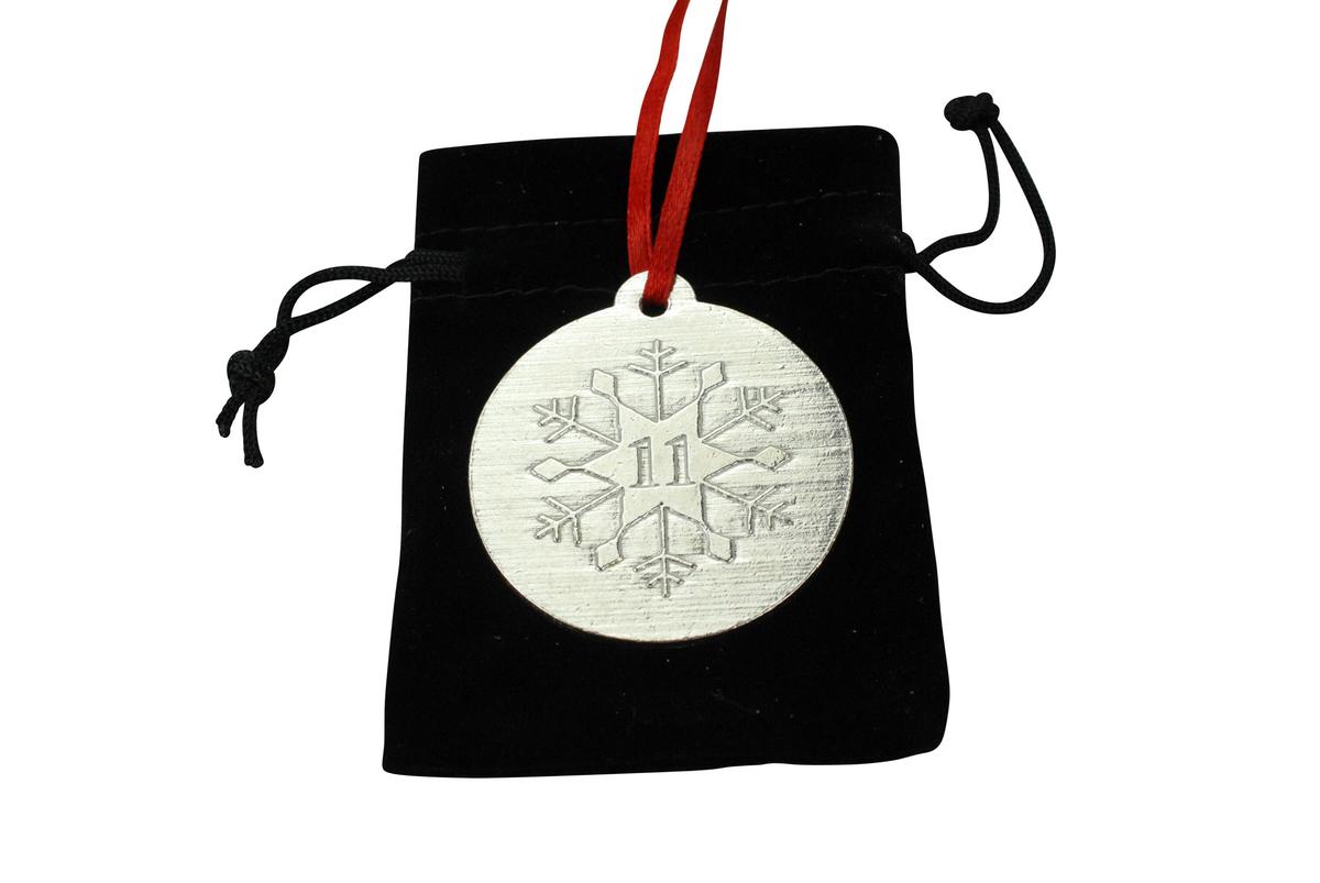 11th Christmas Snowflake Metal Decoration - 11th Anniversary Idea