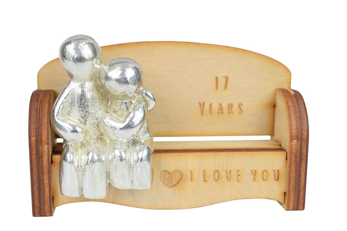 17 Years - Cuddling Couple on the Sofa | I Love You Gift | Wooden Sofa Bench | Part of the We Made a Family Range - Furniture anniversary