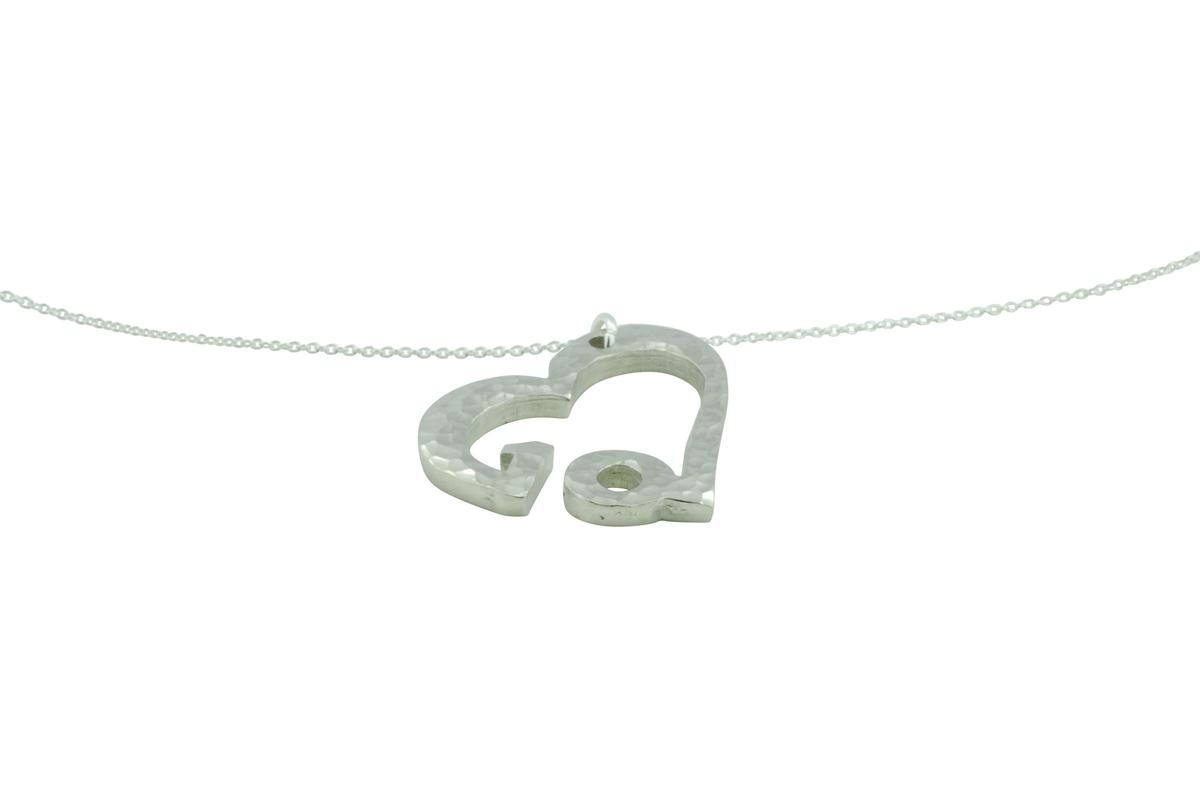 10th Anniversary Beaten Heart Pendant with Sterling Silver Chain - Traditional 10th Tin Anniversary