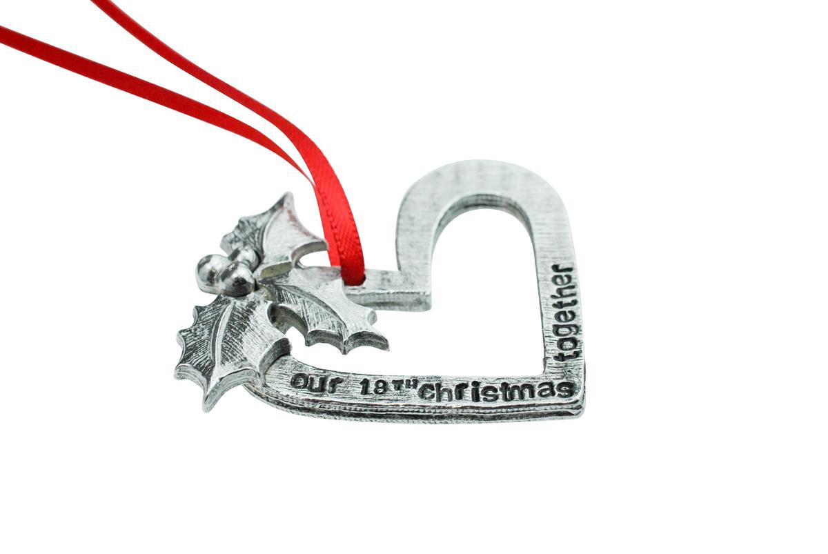 18th Anniversary Christmas Tree Ornament - Reads Our 18th Christmas Together