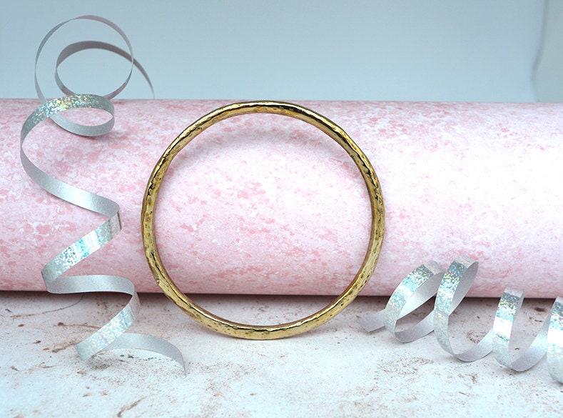 Bronze Beaten Bangle - 8th Anniversary Gift for Her