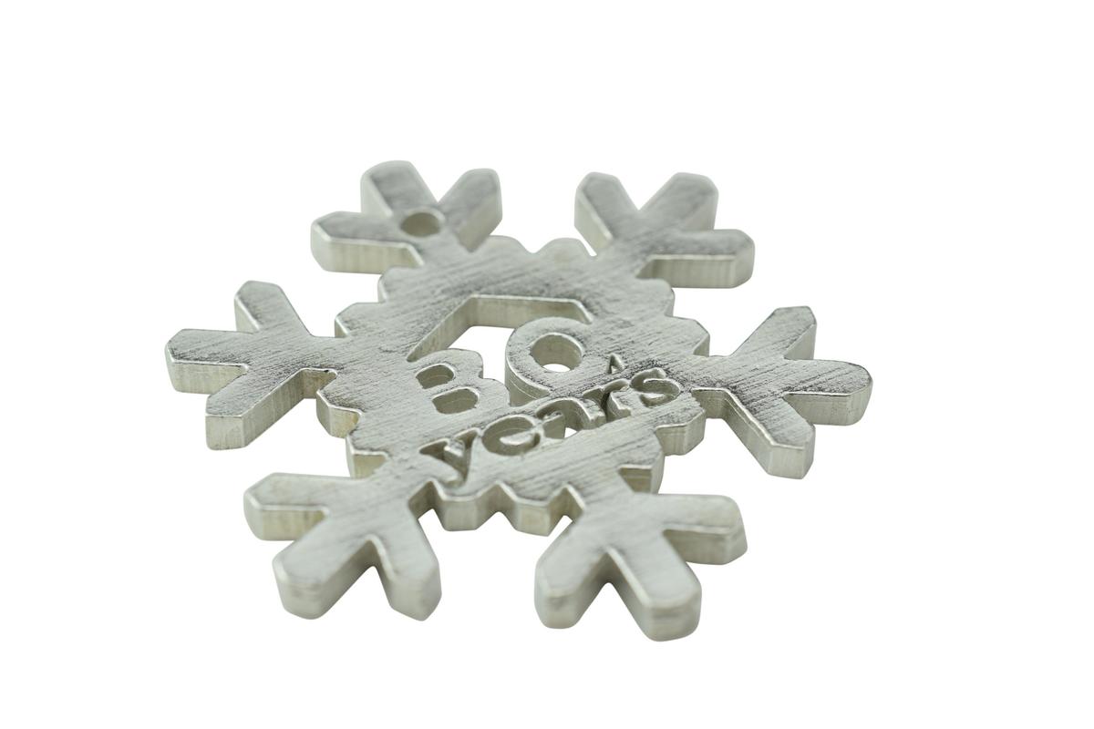 30 Year Cut Out Metal Snowflake Christmas Tree Hanging Decoration - 30th Wedding Anniversary