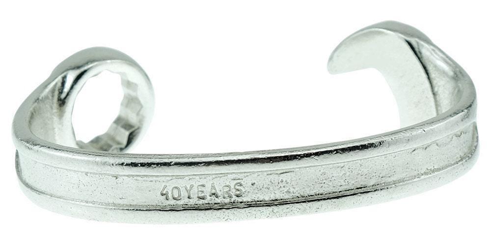 40th Birthday Spanner Wrench Bangle - Adjustable Mechanic Jewelry Gift