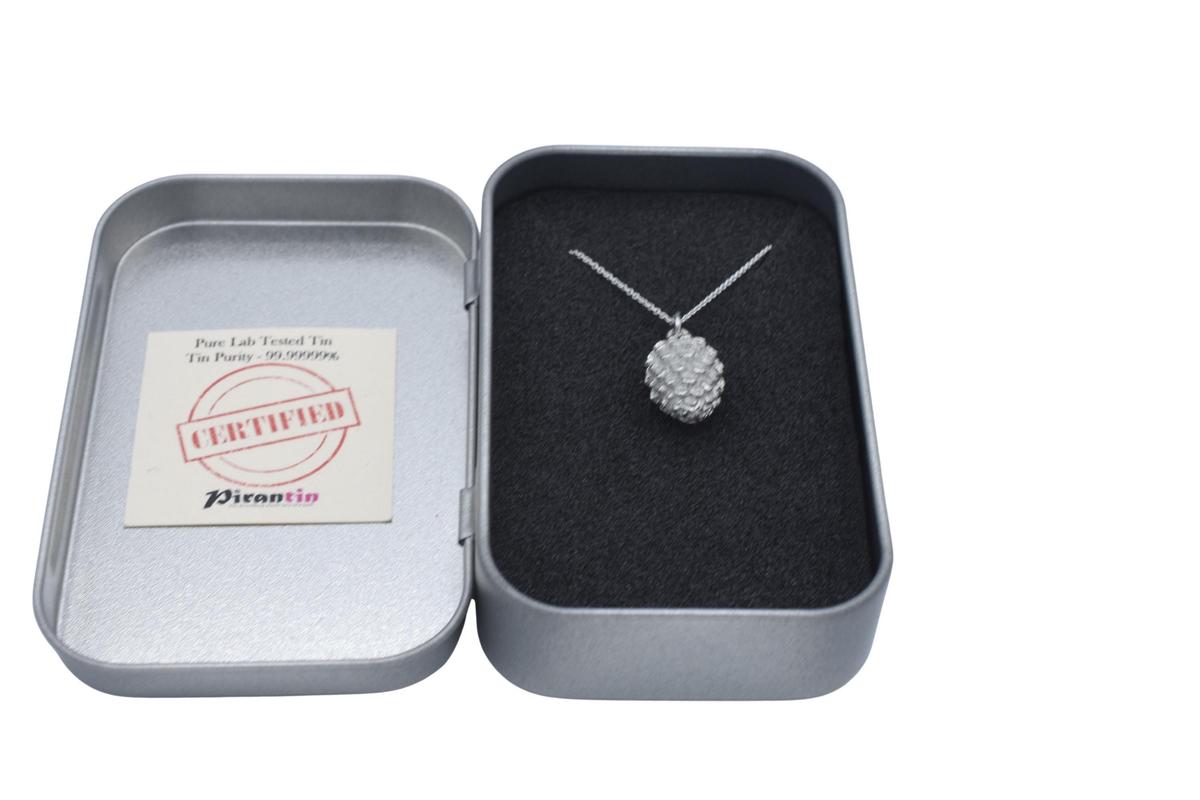 Tin Pinecone Pendant/Necklace - 10th Wedding Anniversary. Birthday.