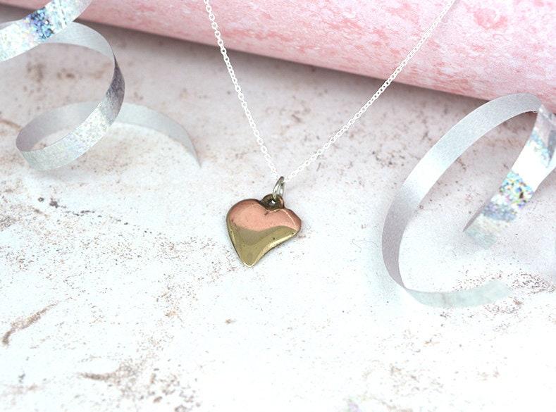 Bronze Off Shaped Heart Earring & Necklace Set- Anniversary or Birthday Gift