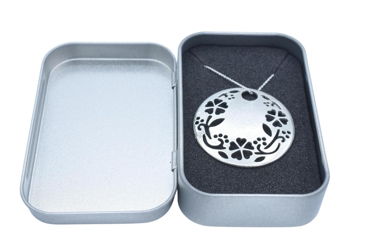 Tin Cut Out Flower Pendant Necklace (Large) – 10th Anniversary Gift, Pure Tin