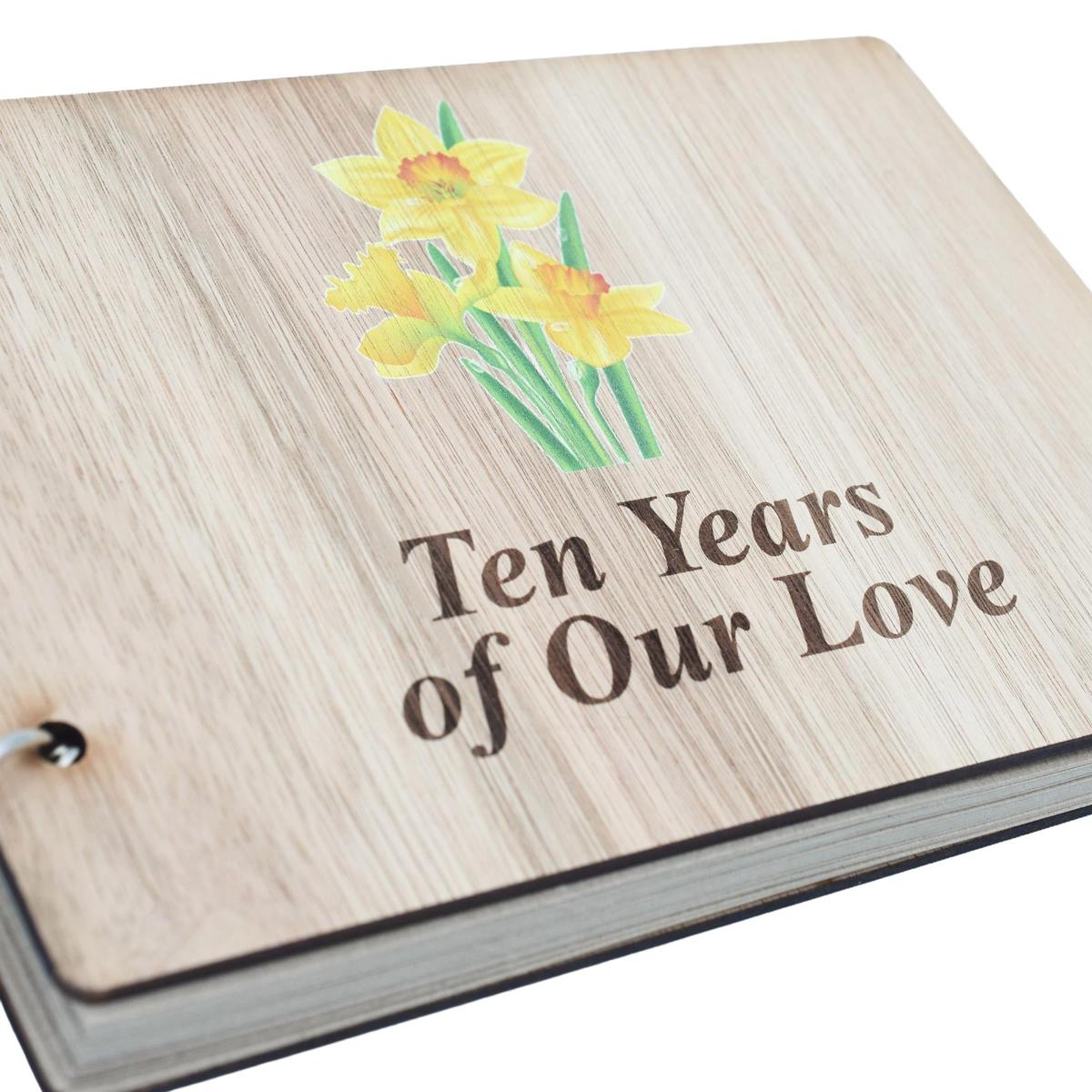 Colour Daffodil 'Ten Years Of Our Love' - Scrapbook, Photo album or Notebook Idea For 10th Anniversary