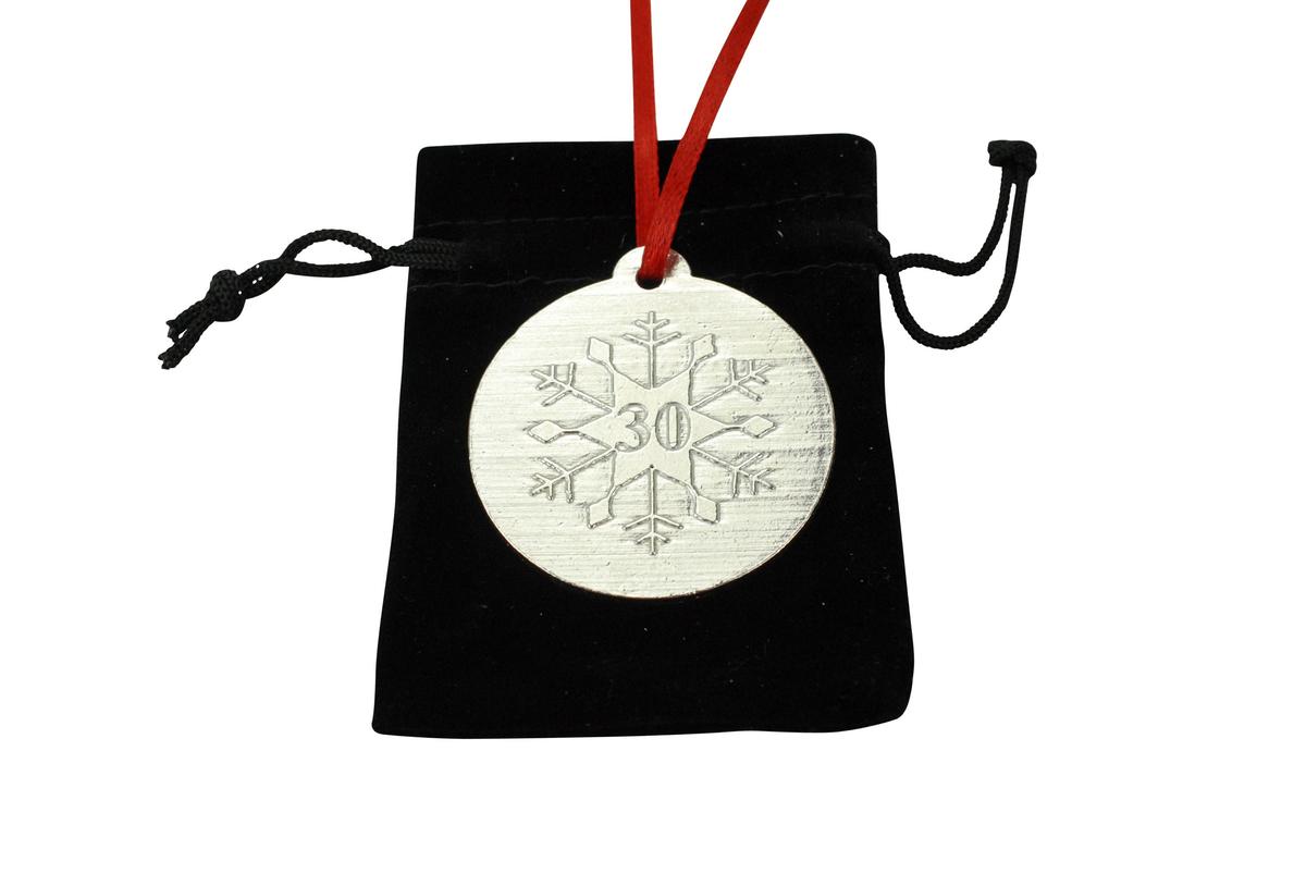 30th Christmas Snowflake Metal Decoration - 30th Anniversary Idea