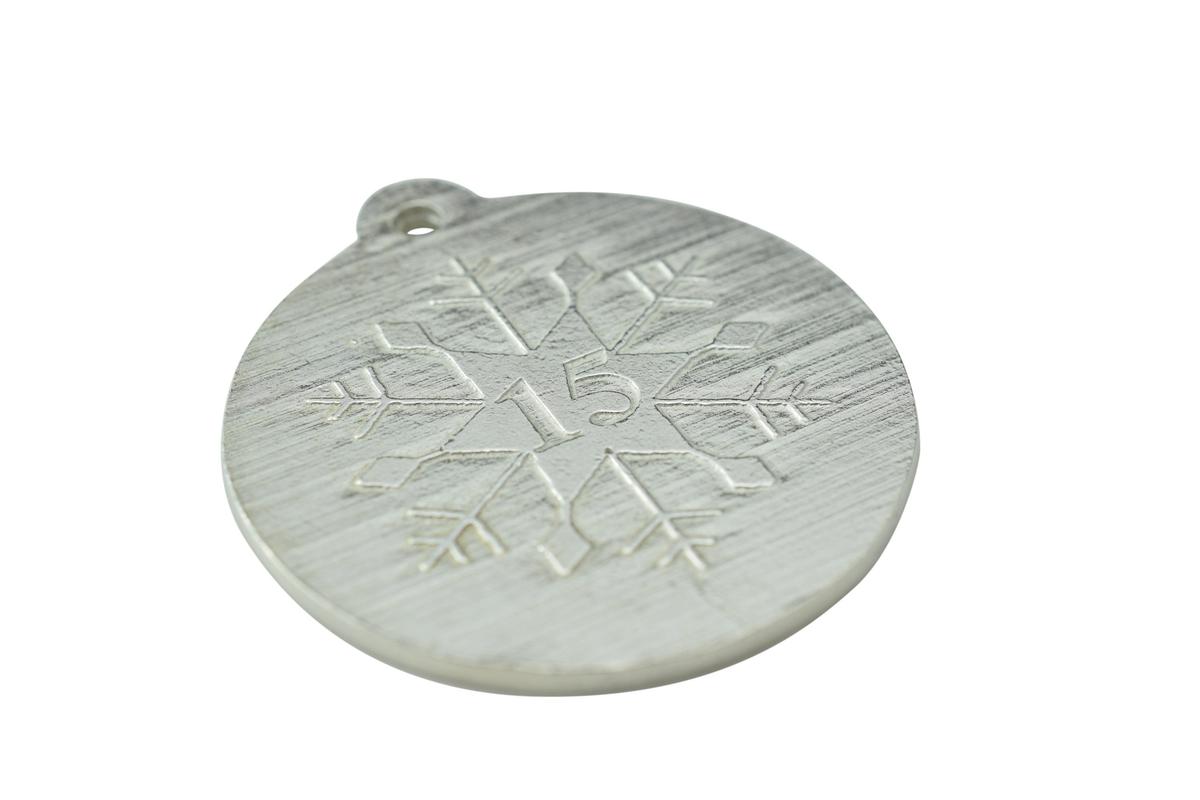 15th Christmas Snowflake Metal Decoration - 15th Anniversary Idea