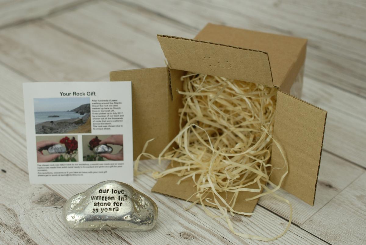 Our Love Written in Stone for 23 Year - Quality Tin Rock for your Anniversary