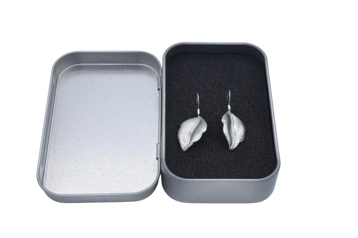 Tin Leaf Design Earrings - Anniversary or Birthday Gift