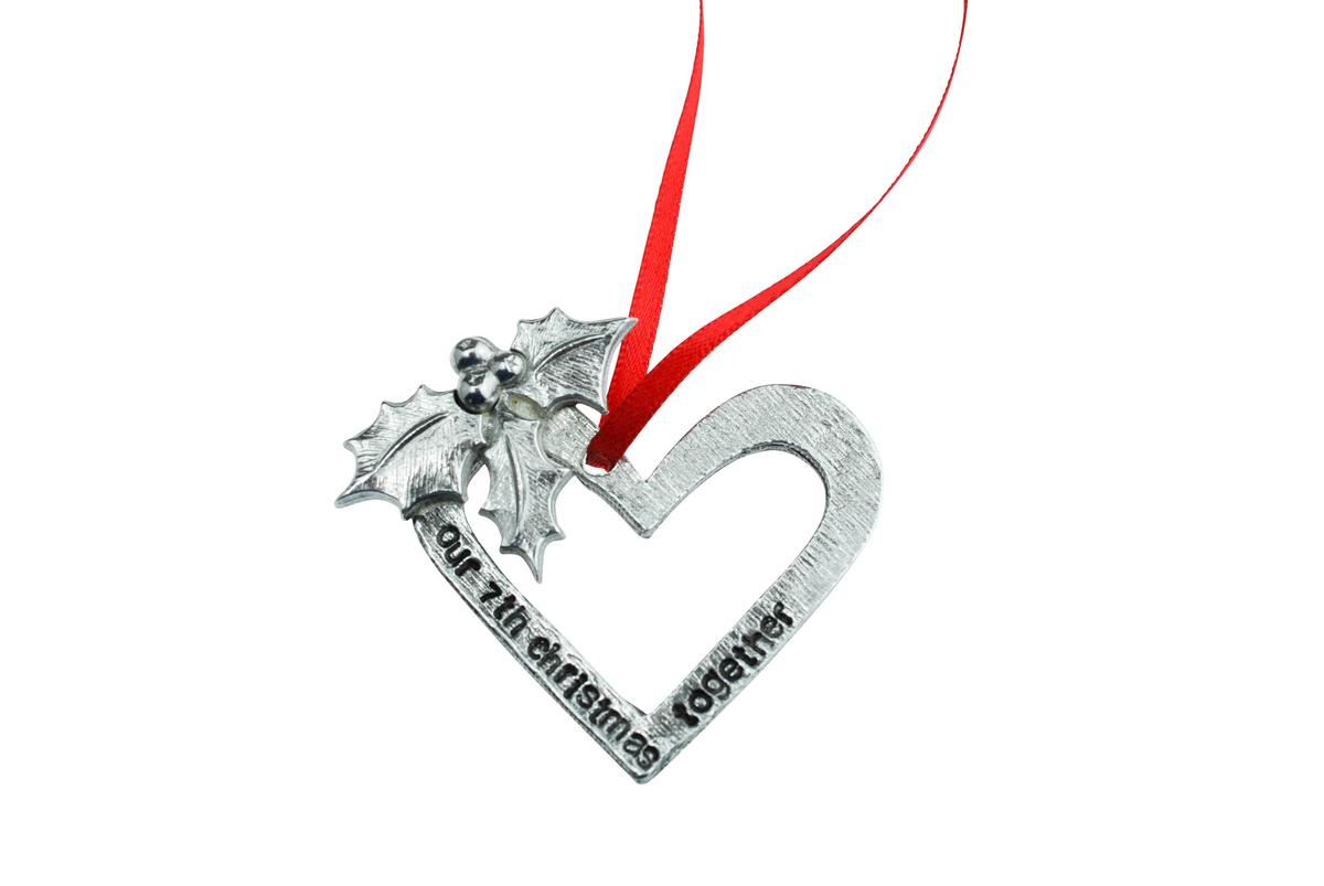7th Anniversary Christmas Tree Ornament - Reads Our 7th Christmas Together