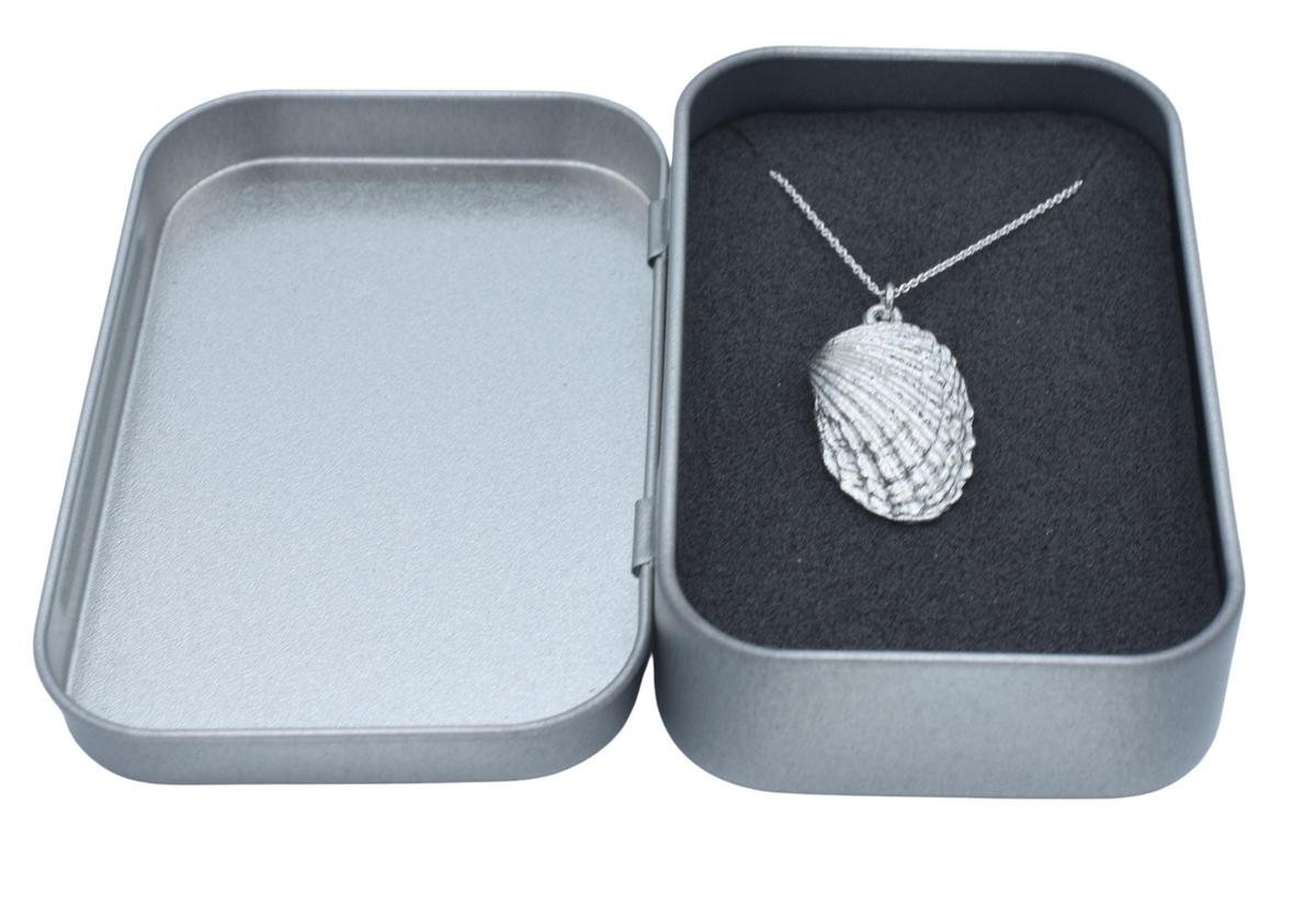 Tin Shell Pendant/Necklace - 10th Wedding Anniversary. Birthday.