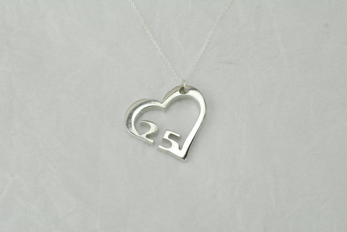 25 Year Anniversary Heart Pendant/Necklace - Gift