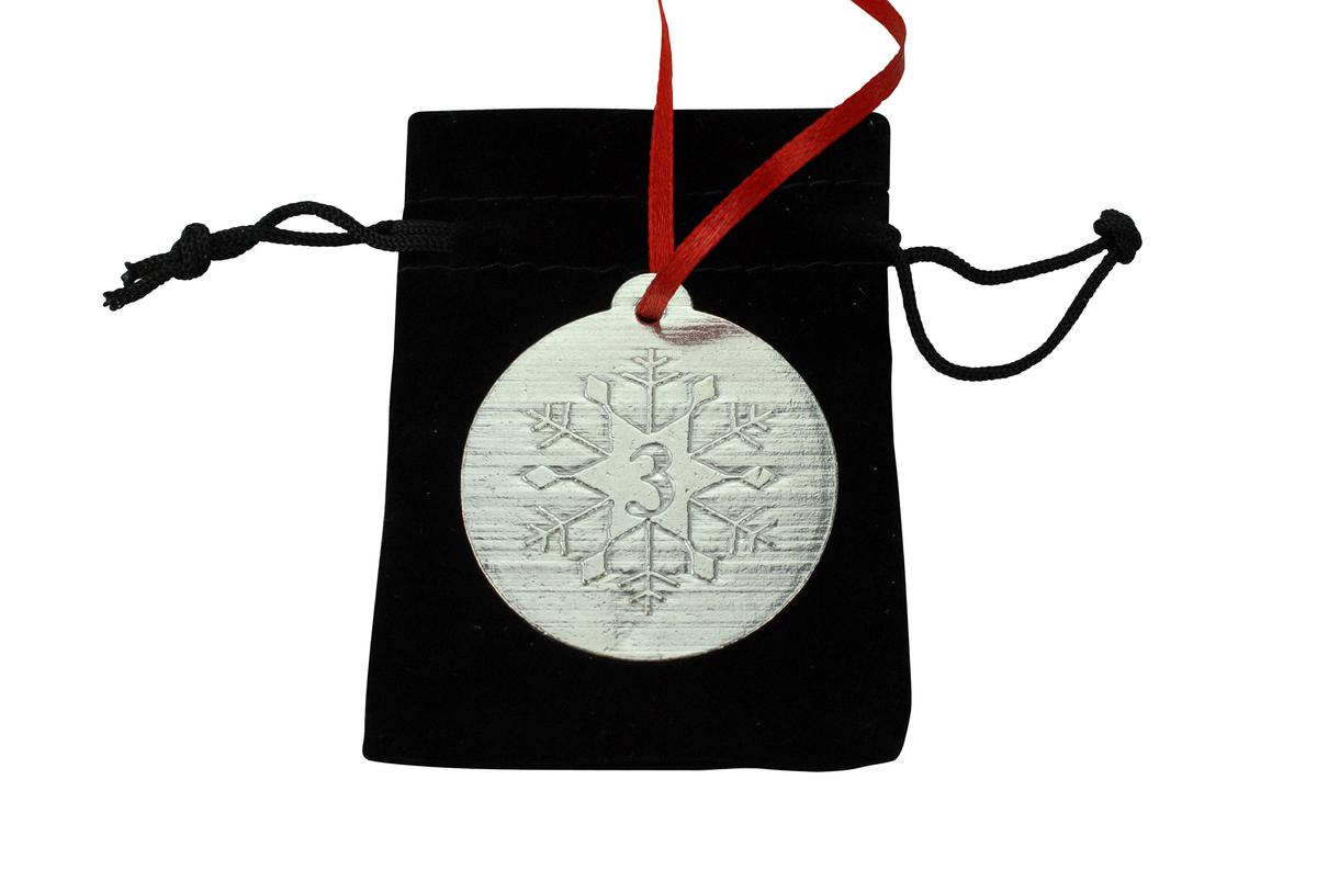 3rd Christmas Snowflake Metal Decoration - 3rd Anniversary Idea