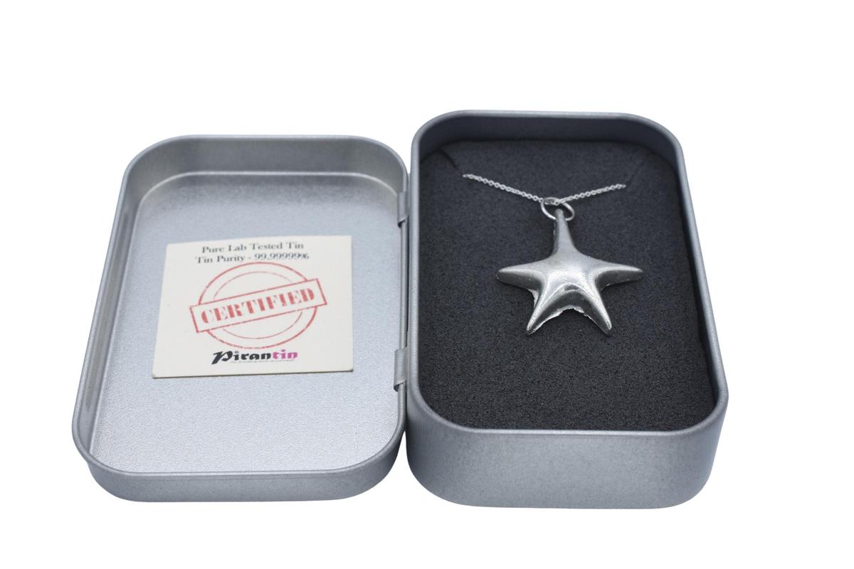 Tin Starfish Pendant/Necklace - 10th Wedding Anniversary. Birthday.