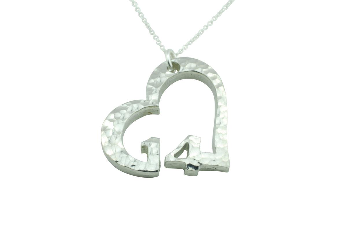14th Anniversary Beaten Heart Pendant with Sterling Silver Chain