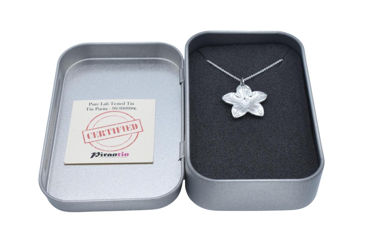 Tin Flower/Blossom Pendant. 10th Wedding Anniversary. Birthday.
