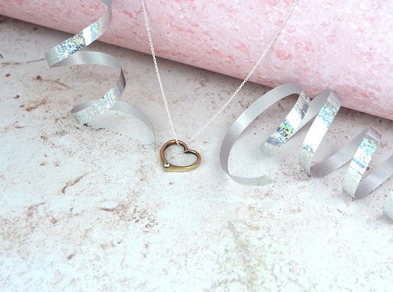 Bronze Open Heart Pendant for the 8th Wedding Anniversary Traditional