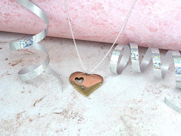 8 Year Wedding Anniversary Bronze and Diamond Pendant