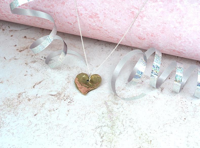 8 Year Anniversary Off-shaped Hammered Bronze Heart Pendant - 8th year together gift