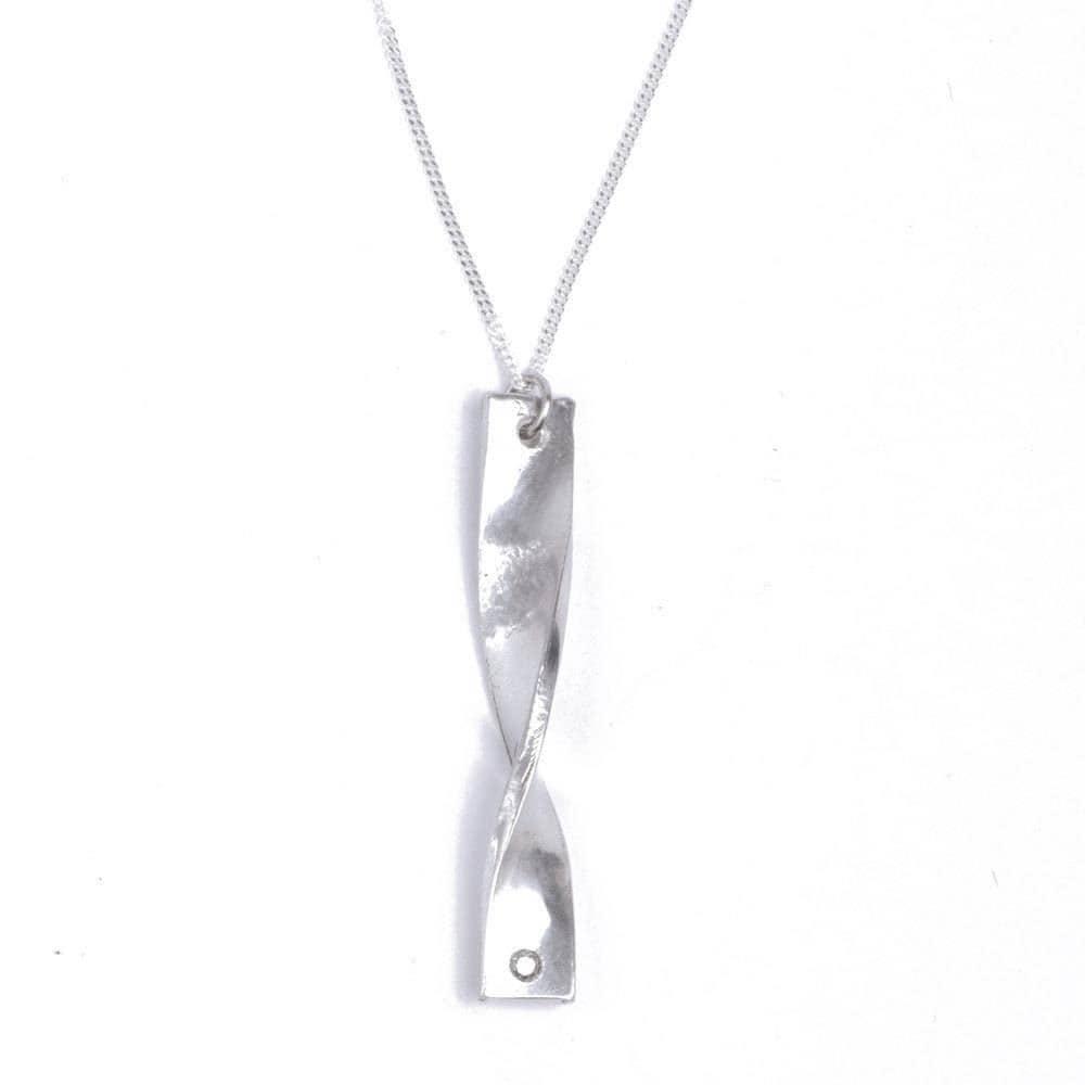 10 Year Anniversary Twisted 100% Pure Tin and Diamond Pendant - Perfect gift for her